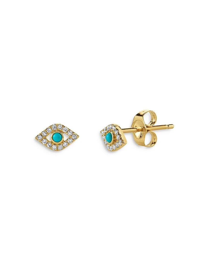 商品Sydney Evan|14K Yellow Gold Small Bezel Evil Eye Single Stud Earring,价格¥2884,第1张图片