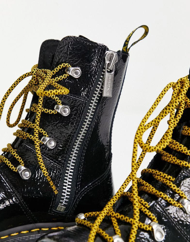 商品Dr. Martens|Dr Martens Ghilana Max quad boots in distressed black patent,价格¥2063,第3张图片详细描述