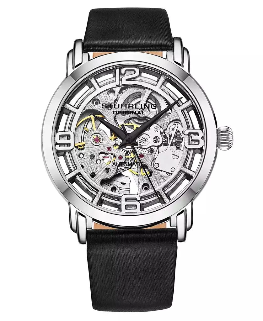 商品Stuhrling|Women's Automatic Black Genuine Leather Strap Watch 40mm,价格¥1077,第1张图片