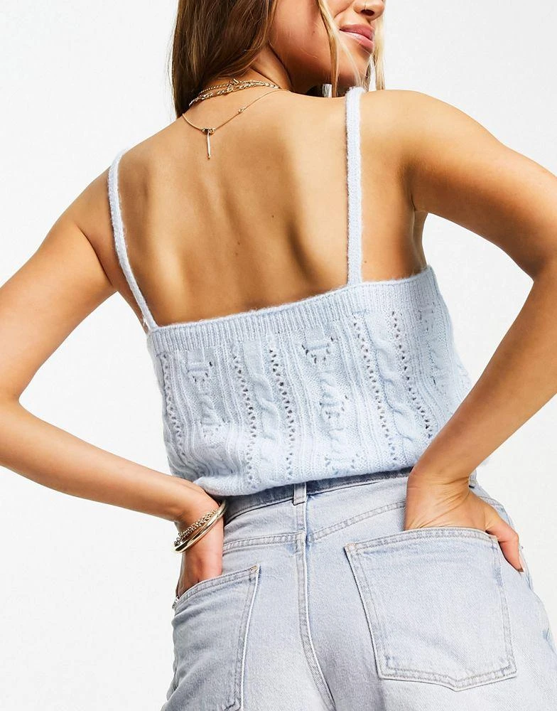 商品Topshop|Topshop knitted pointelle cami in blue,价格¥39,第2张图片详细描述
