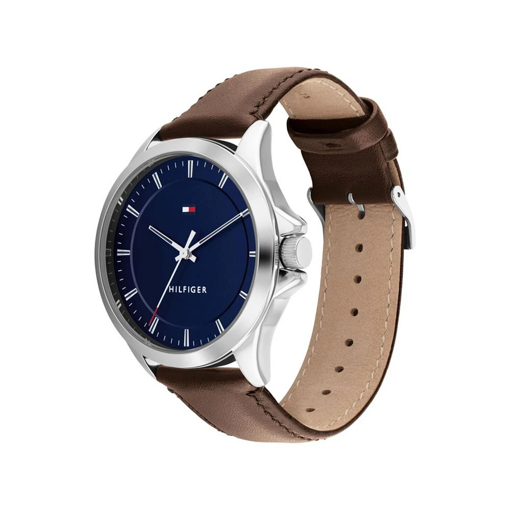 商品Tommy Hilfiger|Men's Brown Leather Strap Watch 44mm,价格¥283,第2张图片详细描述