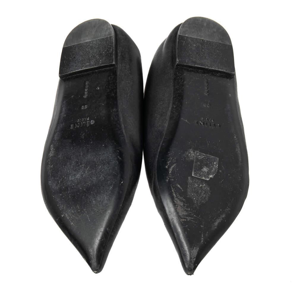 Celine Black Leather V Neck Pointed Toe Flats Size 35商品第6张图片规格展示