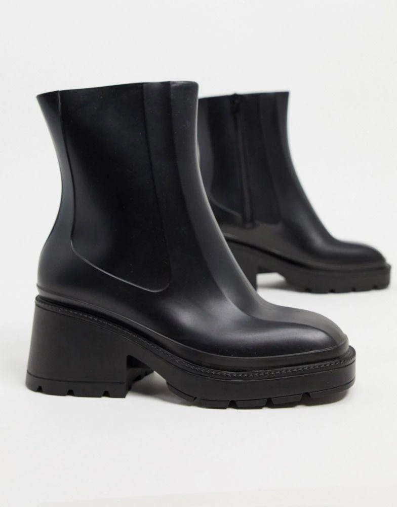 商品ASOS|ASOS DESIGN Grounded heeled rain boots in black,价格¥141,第1张图片