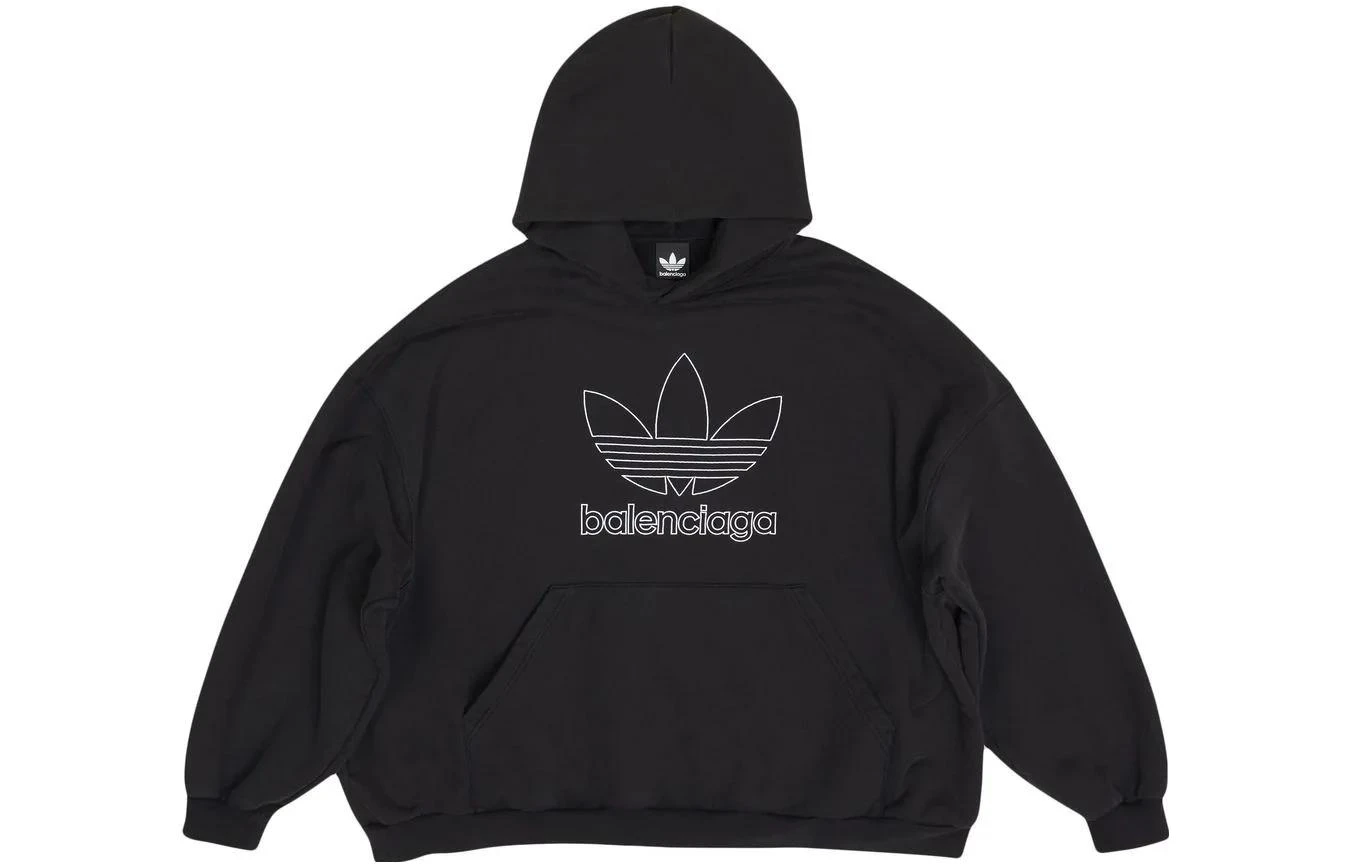 商品[国内直发] Balenciaga|巴黎世家 x adidas originals 联名款 SS23 Logo字母印花连帽卫衣 宽松版型 男女同款 黑色,价格¥5098,第1张图片