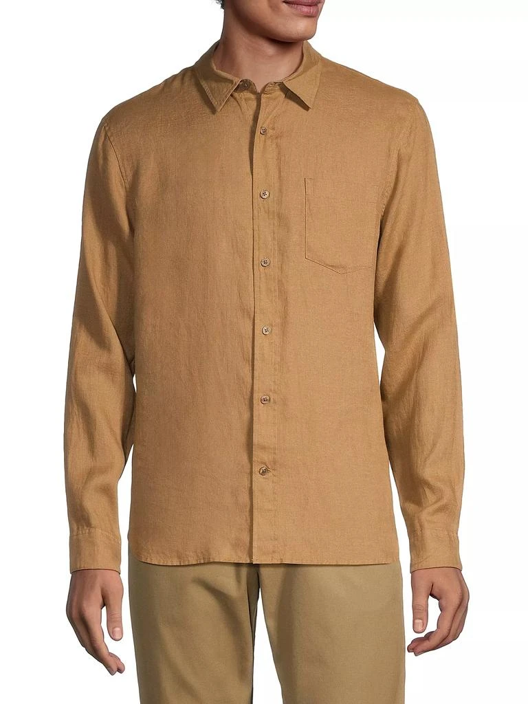 商品Vince|Linen Long-Sleeve Button-Up Shirt,价格¥844,第3张图片详细描述