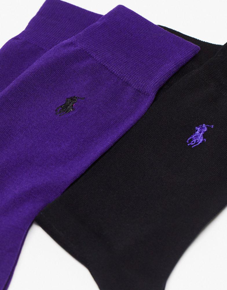 Polo Ralph Lauren 2 pack socks in purple/black with pony logo商品第2张图片规格展示