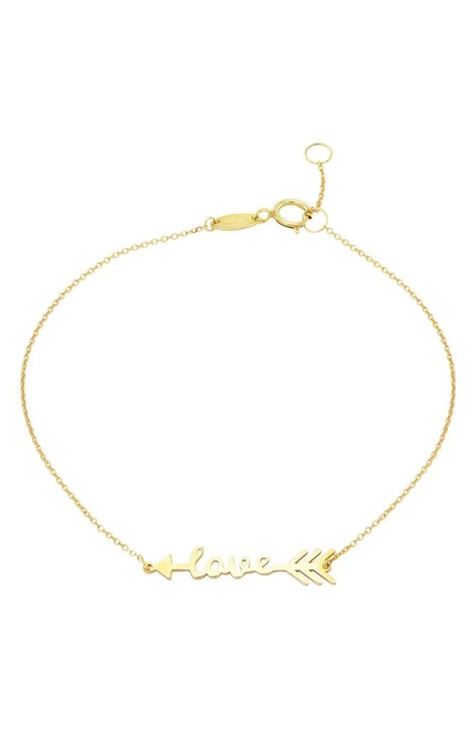 商品CANDELA JEWELRY|10K Yellow Gold Love Arrow Pendant Bracelet,价格¥740,第1张图片