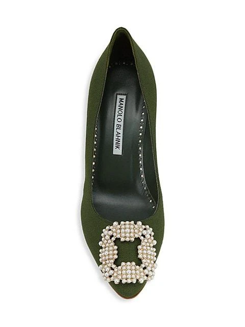 商品Manolo Blahnik|Hangisi 70  Embellished Buckle Pumps,价格¥4457,第5张图片详细描述