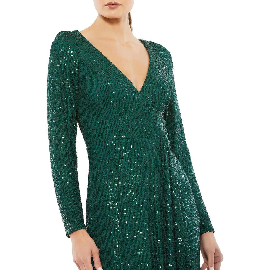 商品Mac Duggal|Mac Duggal Women's Sequined High Slit Ruffled Gown with Sweep Train,价格¥644,第4张图片详细描述
