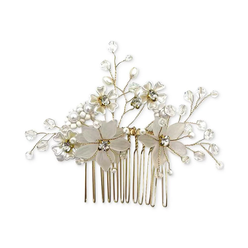 商品INC International|Gold-Tone Mixed Stone White Flower Hair Comb, Created for Macy's,价格¥77,第1张图片