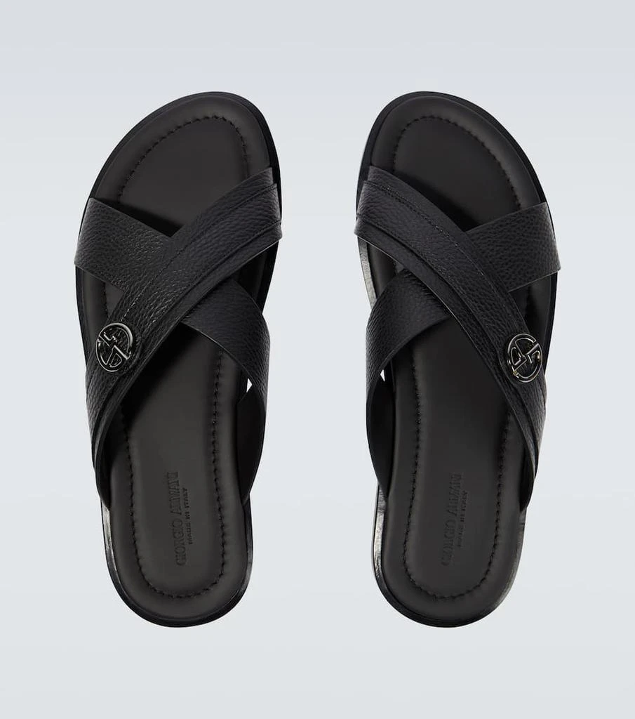 商品Giorgio Armani|Logo皮革凉拖鞋,价格¥6334,第4张图片详细描述