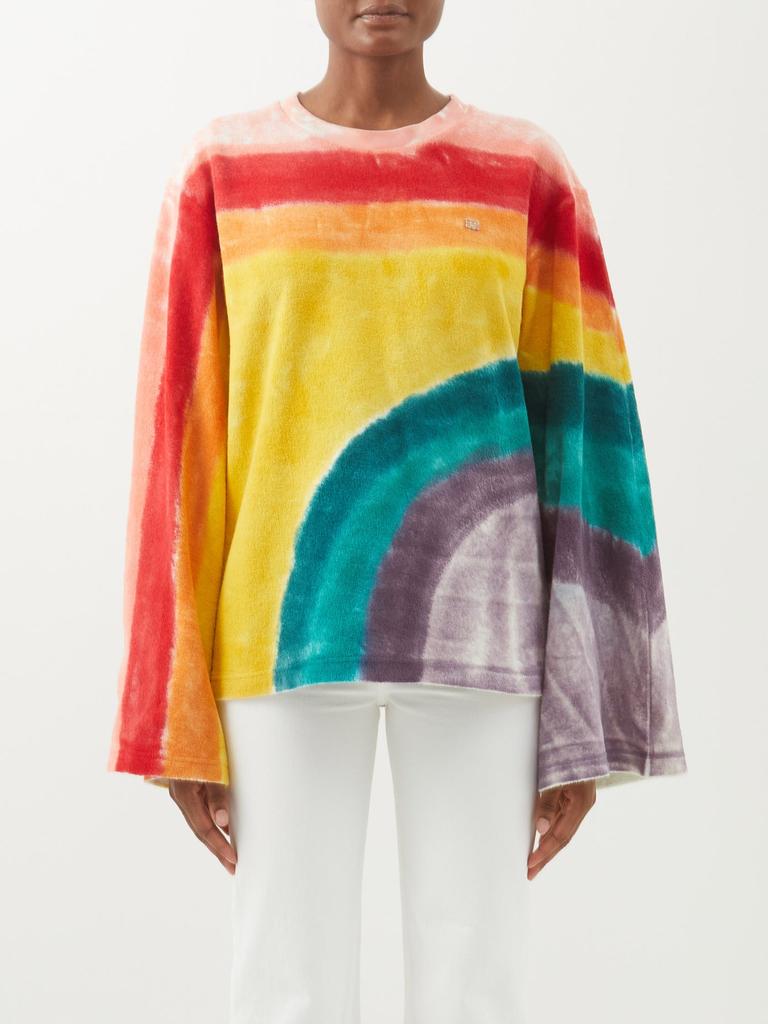 Eisko rainbow-stripe cotton-terry T-shirt商品第1张图片规格展示