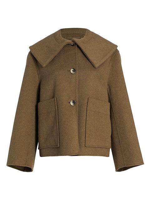 商品Ganni|Collared Wool Blend Jacket,价格¥3546,第1张图片