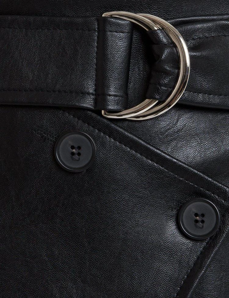 商品Pixie Market|Asymmetric Button Vegan Leather Belted Skirt,价格¥737,第3张图片详细描述