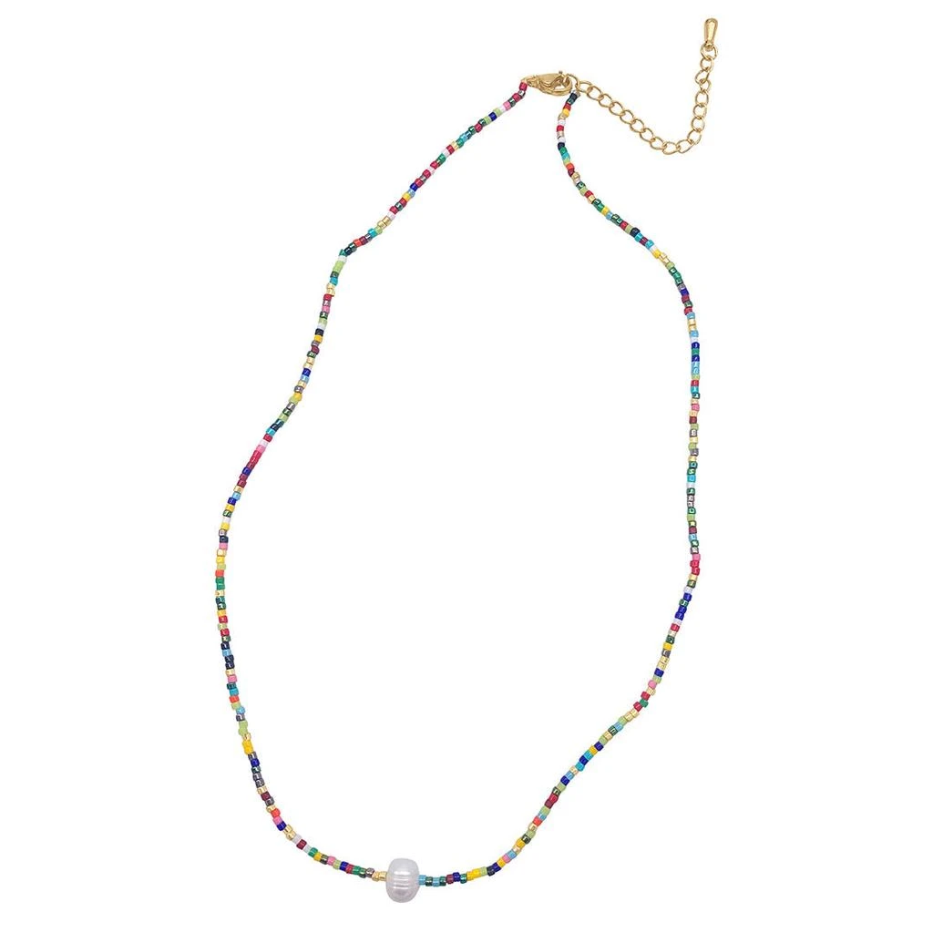 商品ADORNIA|Adornia Baroque Freshwater Pearl Center Stone Mix Beaded Necklace gold,价格¥329,第2张图片详细描述