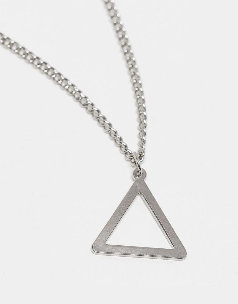 商品ASOS|ASOS DESIGN necklace with triangle pendant in silver,价格¥63,第4张图片详细描述