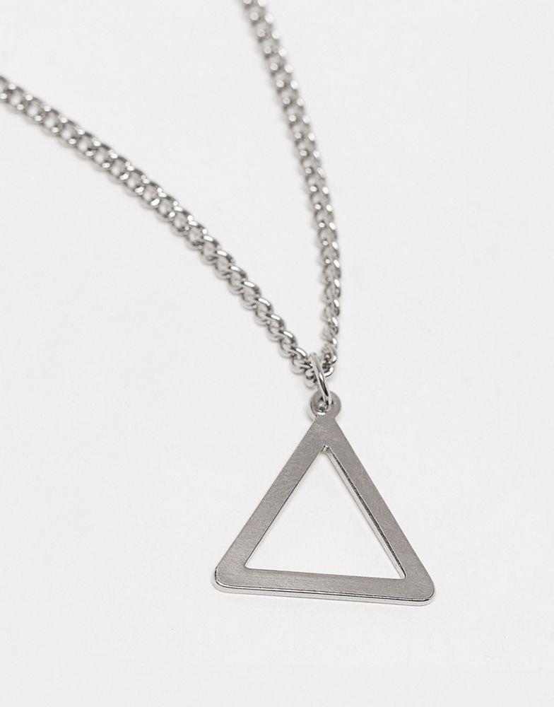 商品ASOS|ASOS DESIGN necklace with triangle pendant in silver,价格¥57,第6张图片详细描述