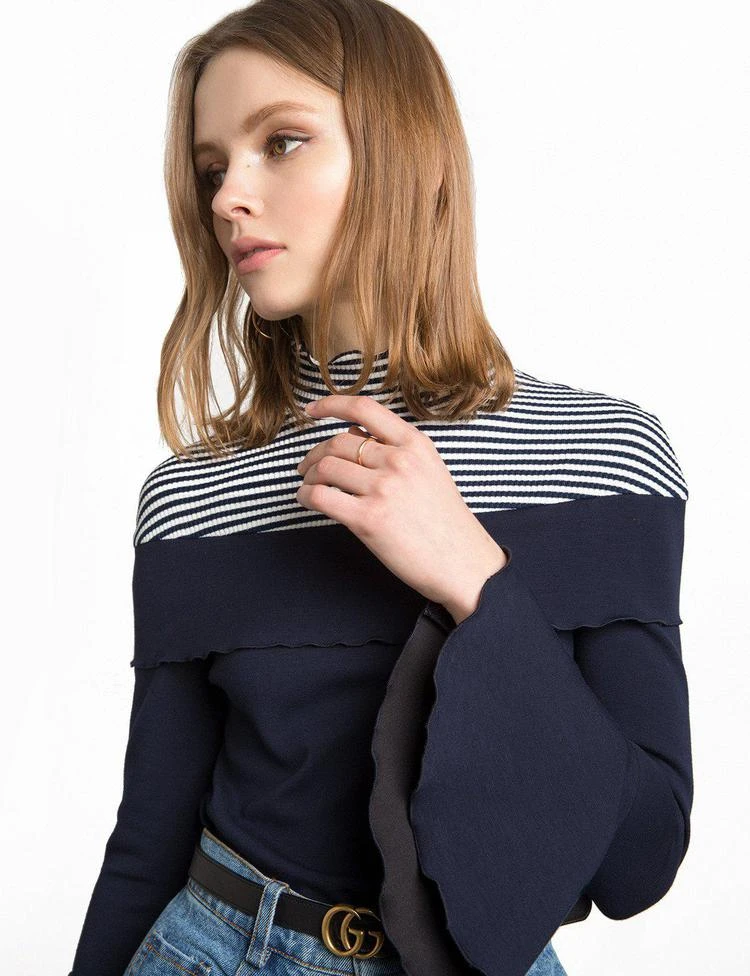 商品Pixie Market|Stripe Jersey Bell Sleeve Top,价格¥493,第4张图片详细描述
