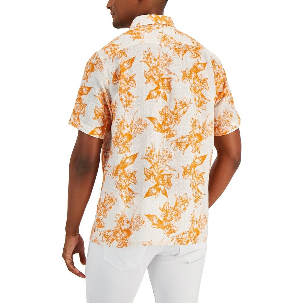 商品Club Room|Men's Floral Weave Linen Short-Sleeve Button-Up Shirt, Created for Macy's,价格¥174,第2张图片详细描述