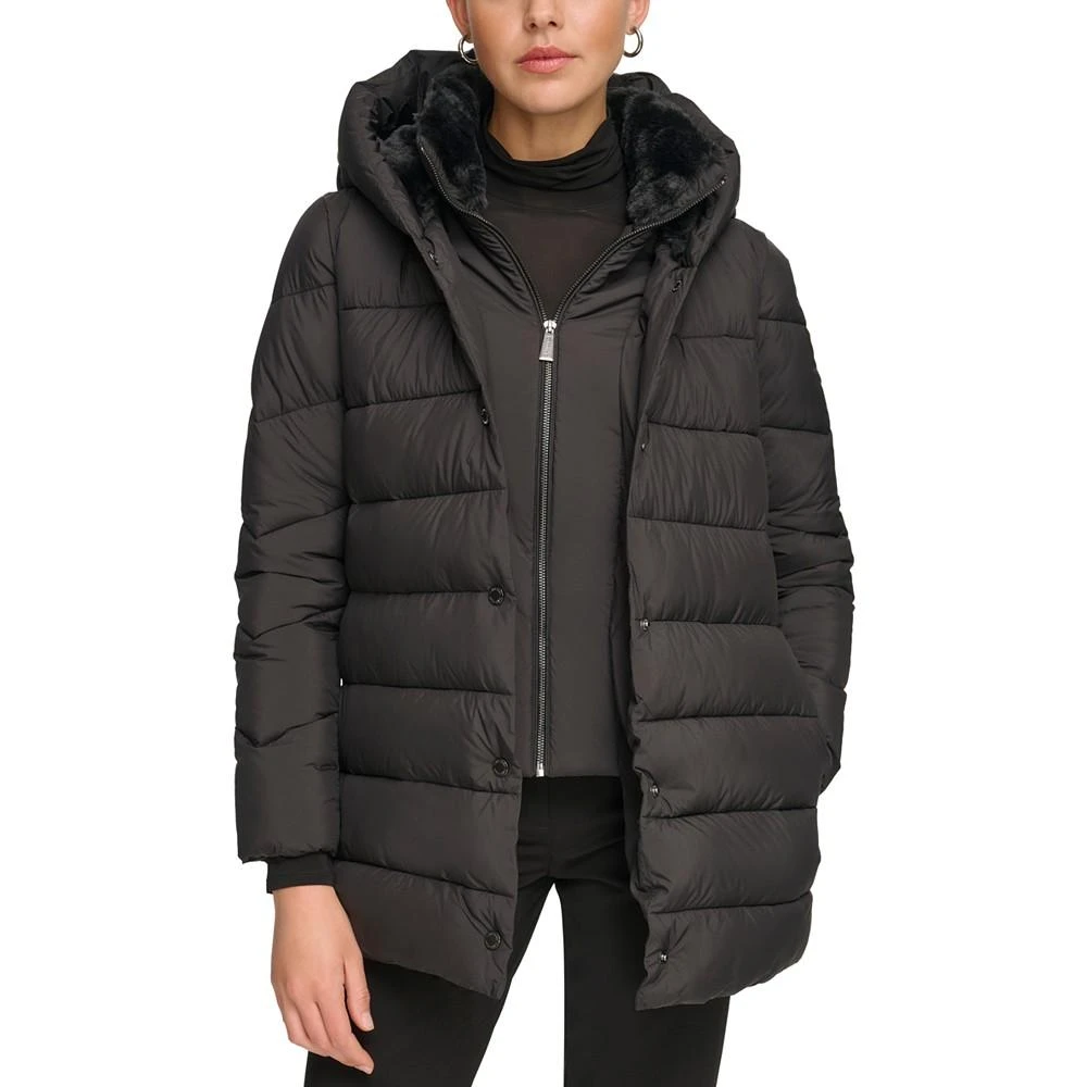 商品Calvin Klein|Women's Bibbed Hooded Puffer Coat, Created for Macy's,价格¥942,第5张图片详细描述