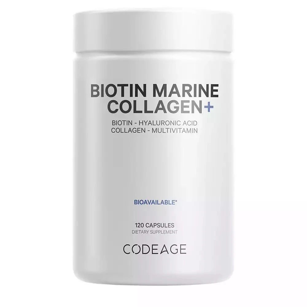 商品Codeage|Wild Caught Biotin Marine Collagen Peptides Capsules, Vitamin C, E & Hyaluronic Acid - 120ct,价格¥247,第1张图片
