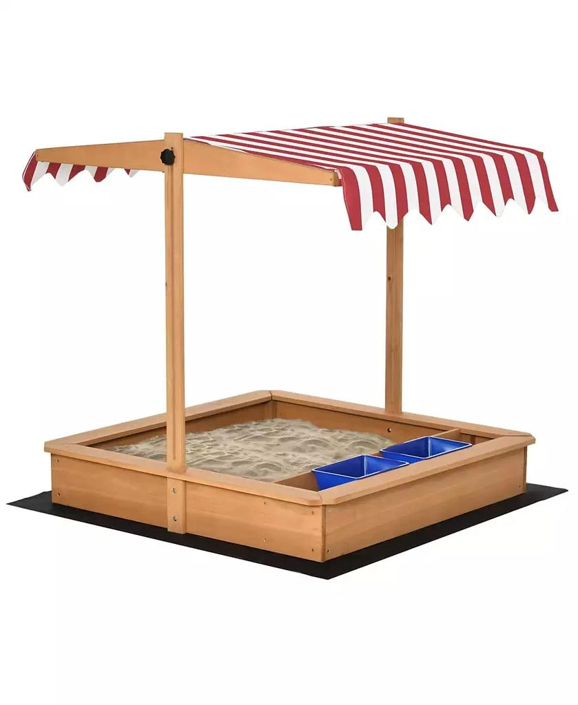 商品Outsunny|Kids Sandbox with Cover and Adjustable Canopy Seats Plastic Basins,价格¥636,第1张图片
