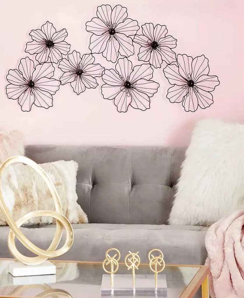 商品CosmoLiving|by Cosmopolitan Black Metal Modern Floral Wall Decor, 43" x 21",价格¥584,第5张图片详细描述