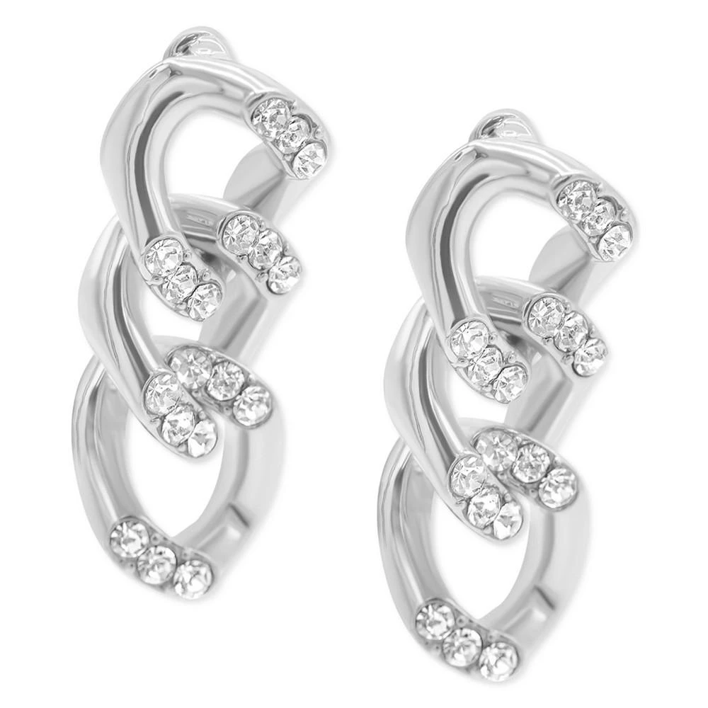 商品ADORNIA|Rhodium-Plated Pavé Curb Chain Drop Earrings,价格¥212,第1张图片