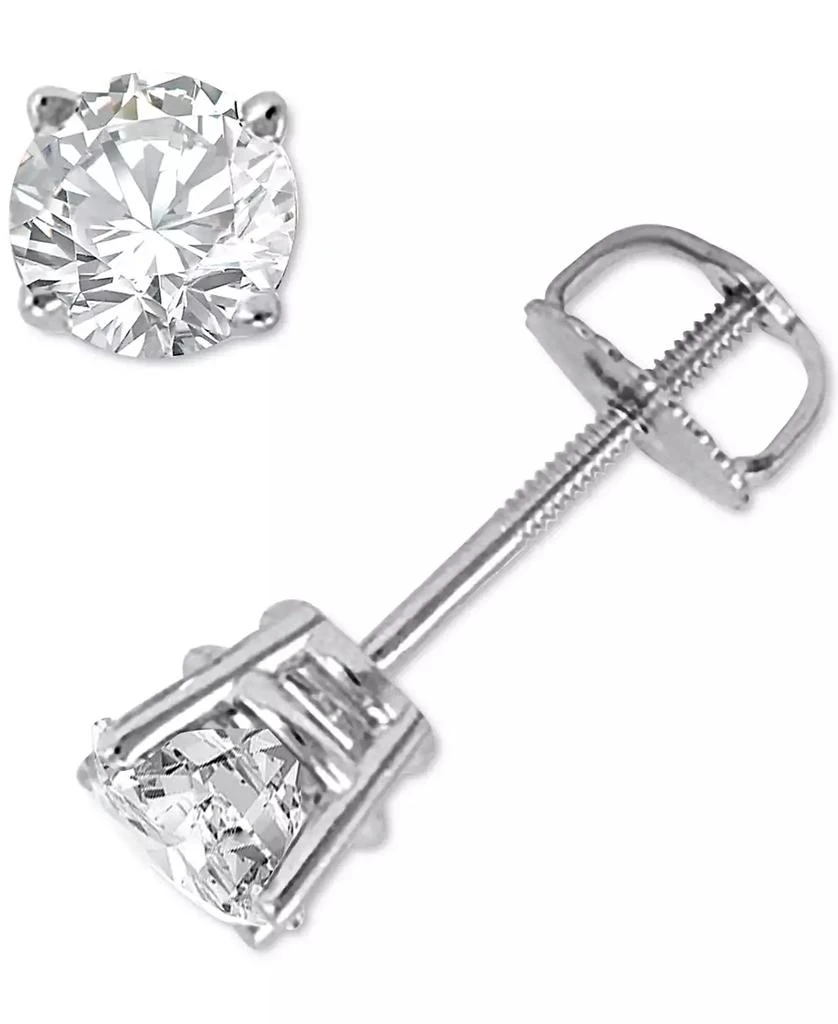 商品Macy's|Diamond Four Prong Screw Back Stud Earrings (1-3/8 ct. t.w.) in 14k Gold,价格¥7896,第1张图片