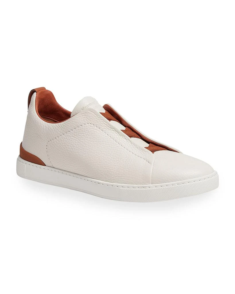 商品Zegna|Men's Triple Stitch Deerskin Low-Top Sneakers,价格¥6869,第4张图片详细描述