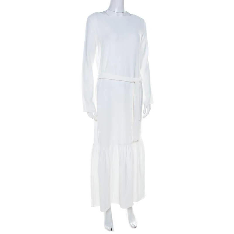 商品[二手商品] The Row|The Row Off White Crepe Flounce Hem Belted Lulchin Maxi Dress XS,价格¥1309,第2张图片详细描述