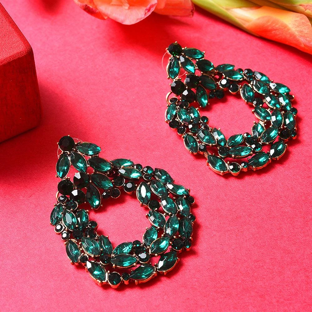 商品SOHI|Women Green Drop Earrings,价格¥441,第2张图片详细描述