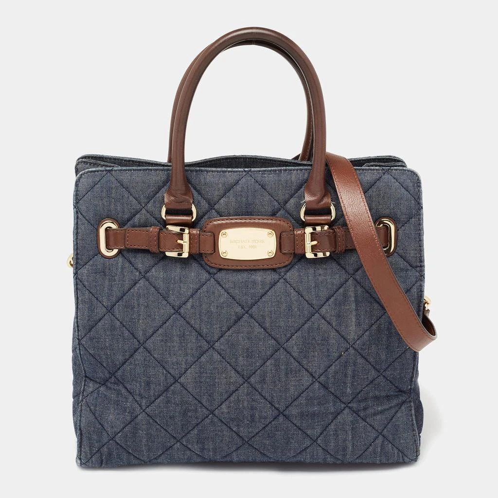 商品[二手商品] Michael Kors|MICHAEL Michael Kors Blue Quilted Denim Large Hamilton North South Tote,价格¥811,第1张图片