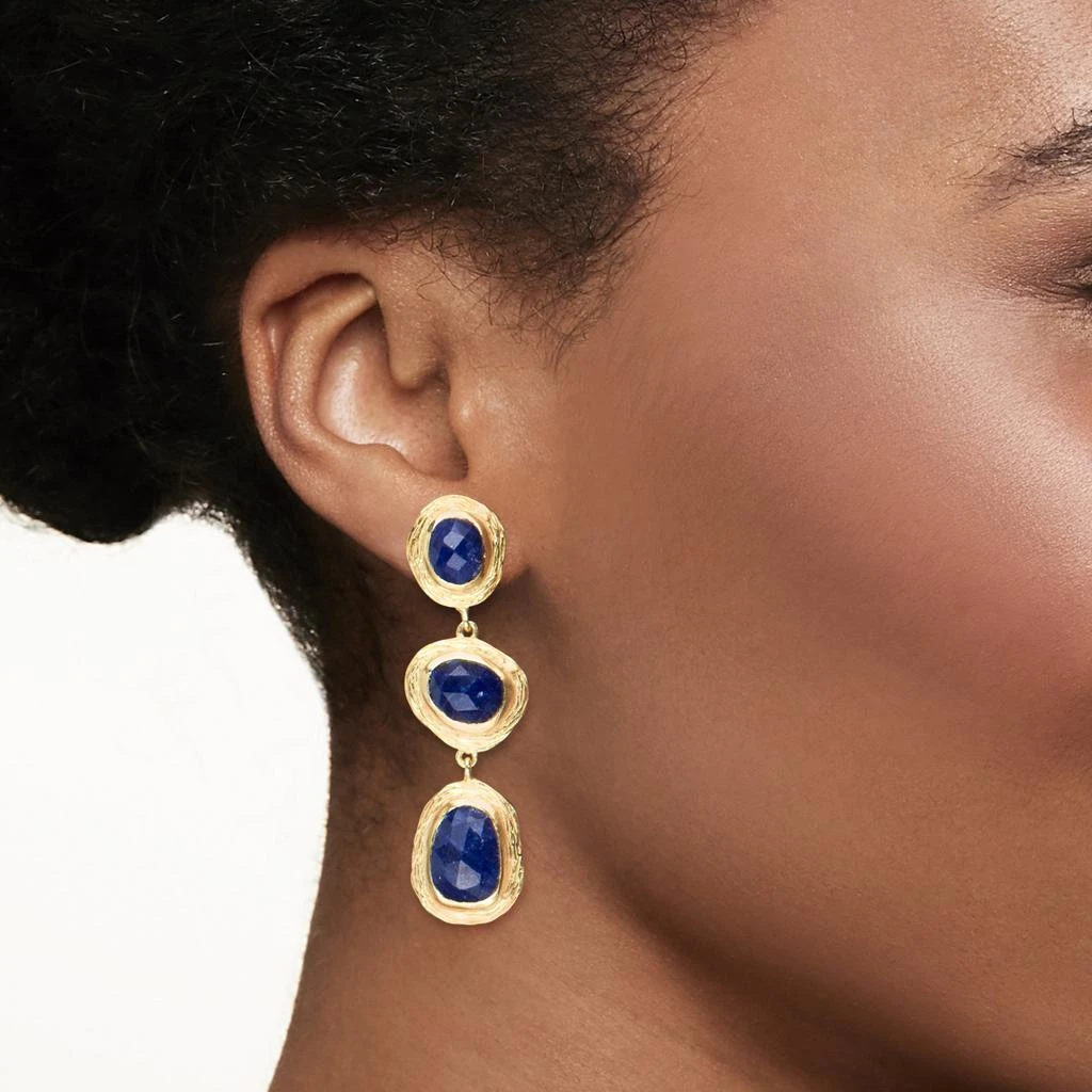 商品Ross-Simons|Sapphire Station Drop Earrings in 18kt Gold Over Sterling,价格¥1200,第2张图片详细描述