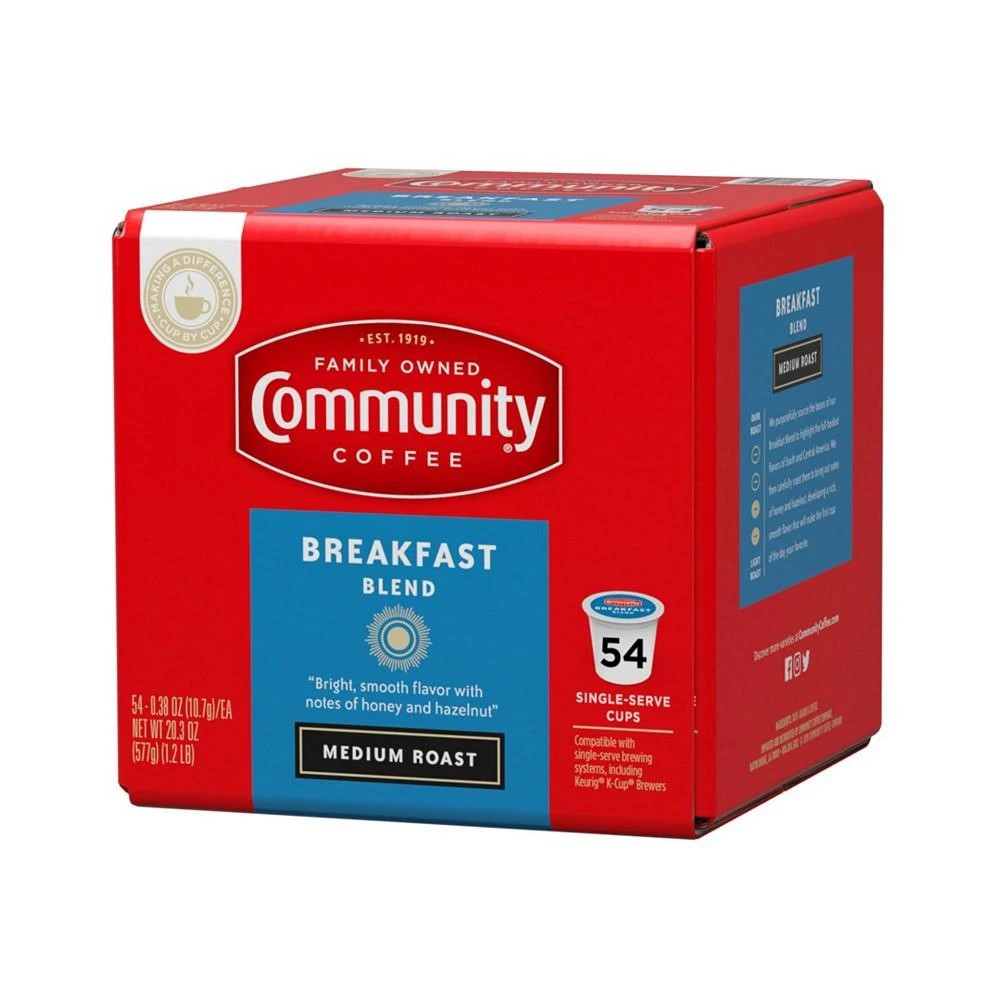 商品Community Coffee|Breakfast Blend Medium Roast Single Serve Pods, Keurig K-Cup Brewer Compatible, 54 Ct,价格¥403,第2张图片详细描述
