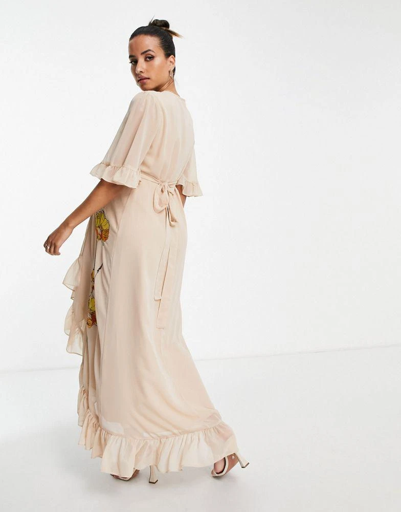 商品Hope & Ivy Maternity|Hope & Ivy Maternity embroidered wrap maxi dress in peach floral,价格¥517,第2张图片详细描述
