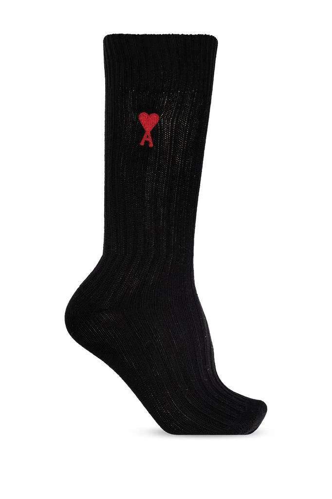 商品AMI|AMI Paris Ami De Coeur Logo Embroidered Ribbed 3-Pack Socks,价格¥607,第4张图片详细描述