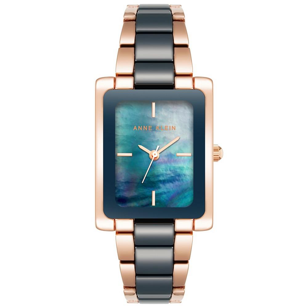 Women's Three-Hand Quartz Gold-Tone Alloy with Navy Ceramic Bracelet Watch, 24mm商品第1张图片规格展示