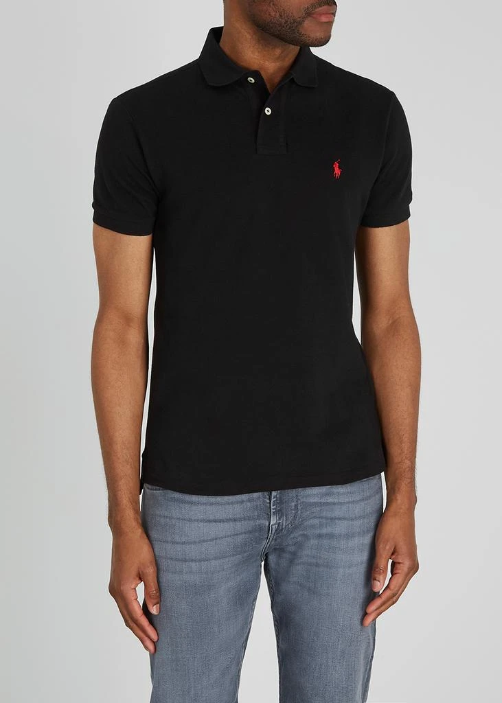 商品Ralph Lauren|Black slim piqué cotton polo shirt,价格¥1131,第2张图片详细描述