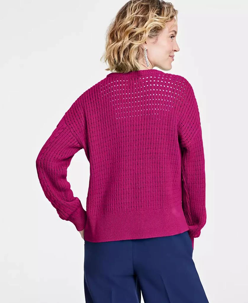 商品On 34th|Women's Cable-Knit-Mesh Crewneck Long-Sleeve Sweater, Created for Macy's,价格¥133,第4张图片详细描述