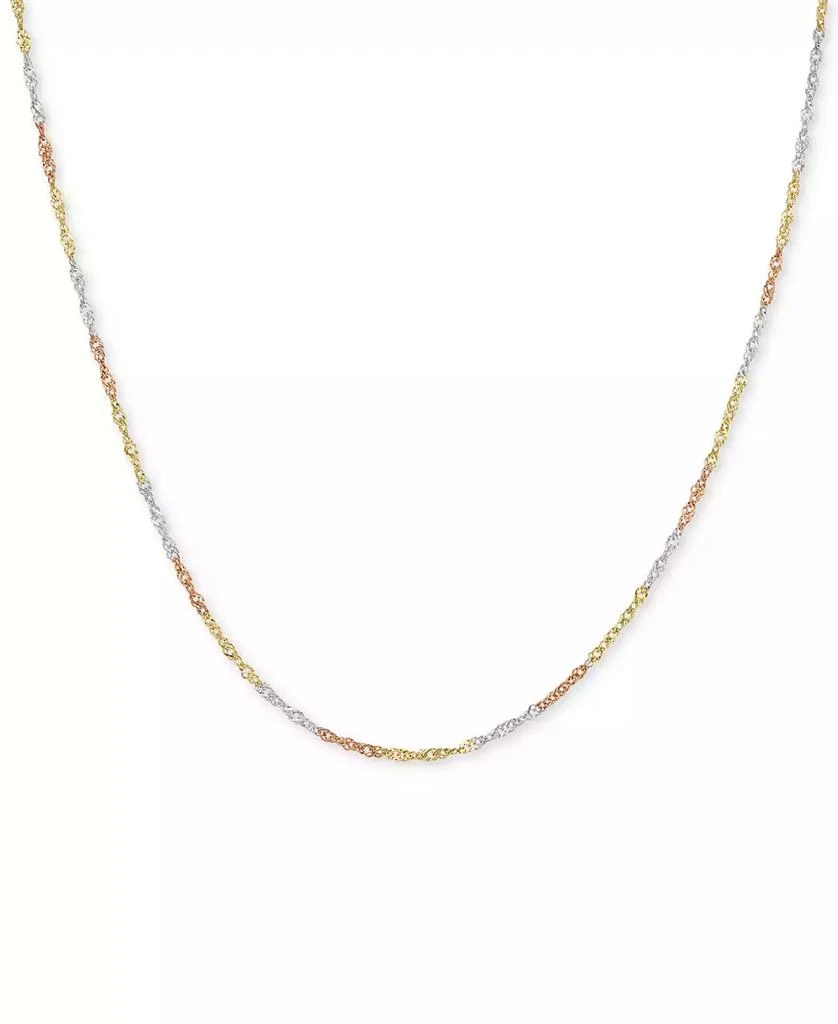 商品Macy's|18" Tri-Color Singapore Chain Necklace (2-5/8mm) in 14k Gold, White Gold & Rose Gold,价格¥1683,第1张图片