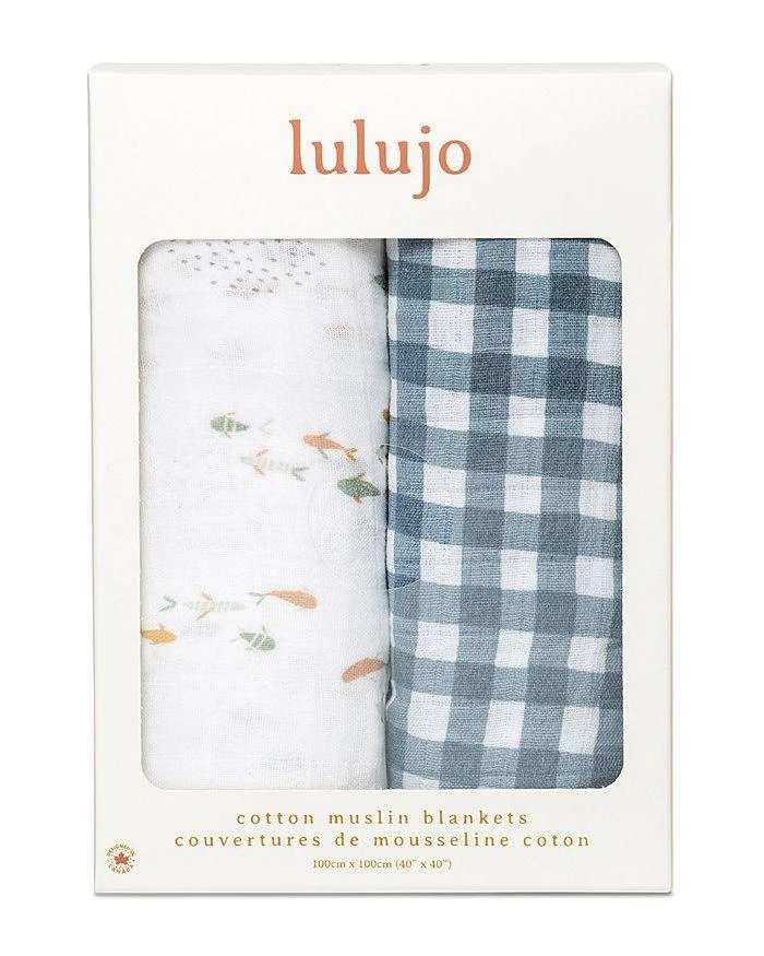 商品Lulujo|Fish and Gingham Printed Cotton Muslin Blankets, Pack of 2 - Baby,价格¥262,第4张图片详细描述