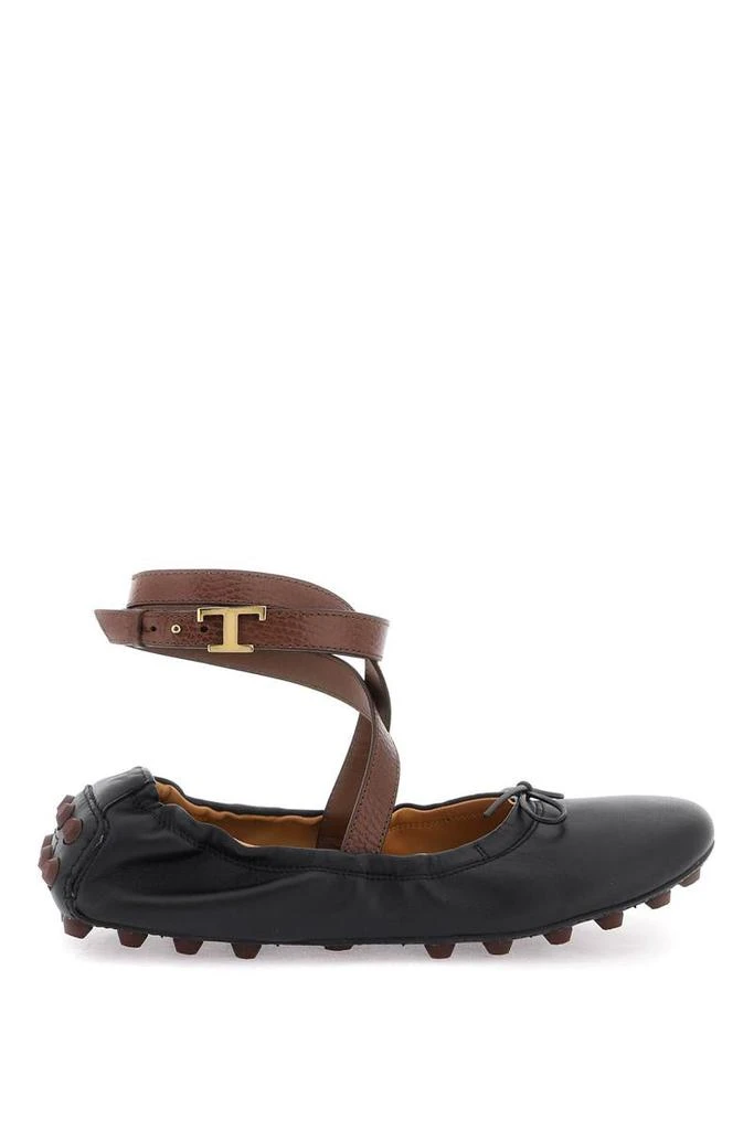 商品Tod's|Tod's bubble leather ballet flats shoes with strap,价格¥3811,第1张图片