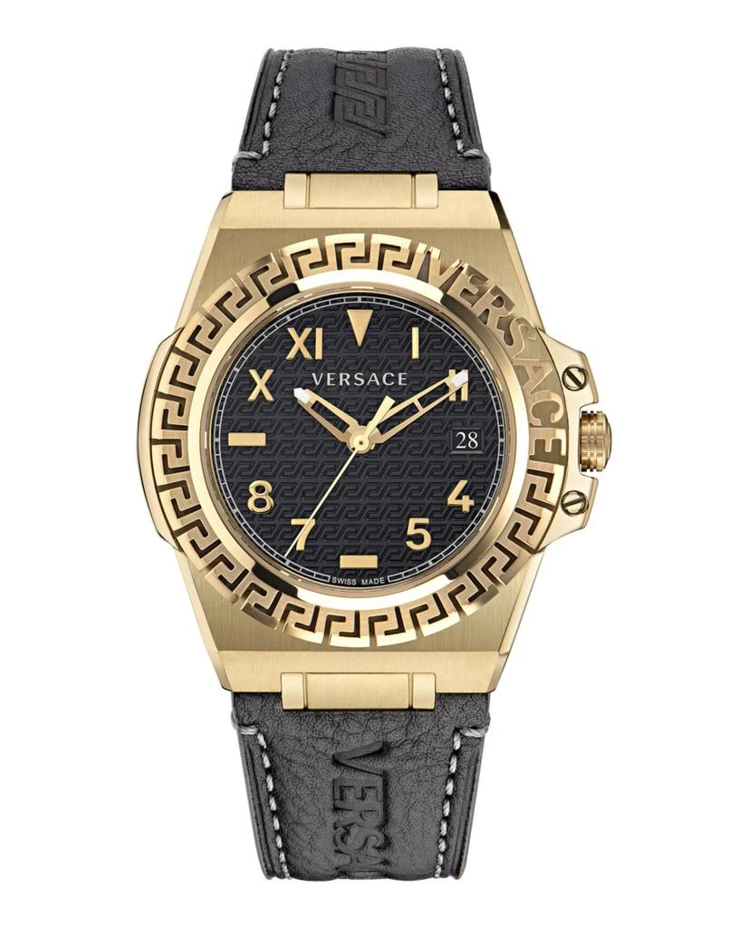 商品Versace|Greca Reaction Leather Watch,价格¥5240,第1张图片