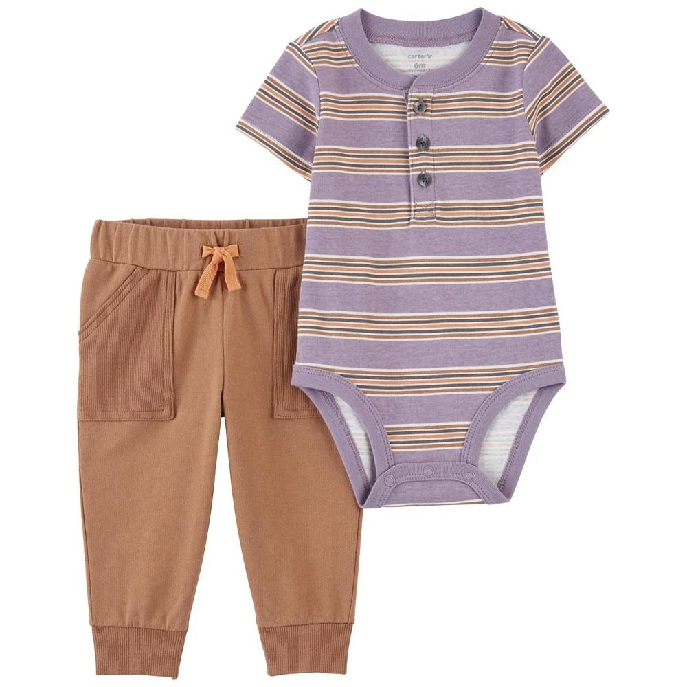 商品Carter's|Baby Boys Striped Bodysuit and Pant, 2 Piece Set,价格¥90,第1张图片