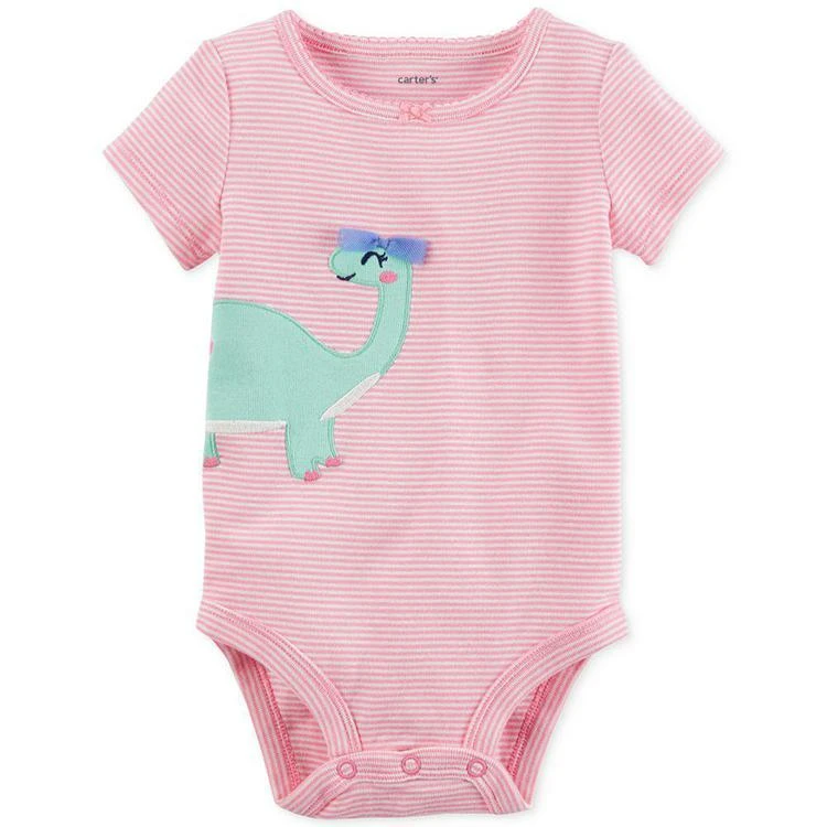 商品Carter's|Striped Dinosaur Cotton Bodysuit, Baby Girls,价格¥27,第1张图片