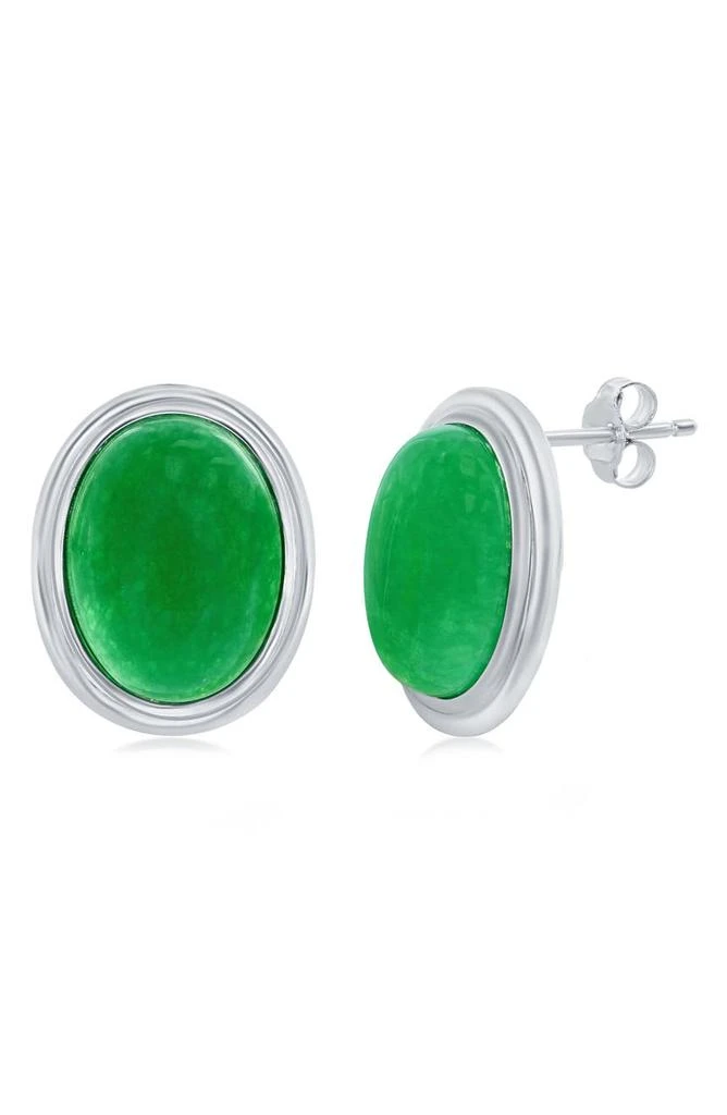 商品SIMONA|Sterling Silver Oval Jade Stud Earrings,价格¥683,第1张图片