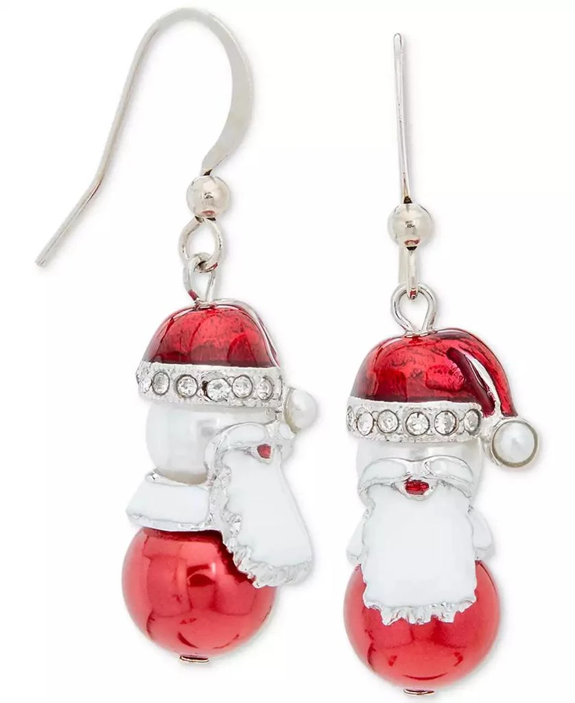 商品Charter Club|Silver-Tone Pavé & Imitation Pearl Santa Drop Earrings, Created for Macy's,价格¥76,第2张图片详细描述