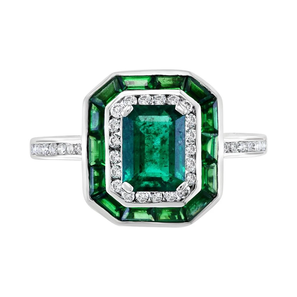商品Effy|EFFY® Multi-Gemstone (1-5/8 ct. t.w.) & Diamond (1/4 ct t.w.) Halo Statement Ring in 14k White Gold,价格¥12732,第5张图片详细描述