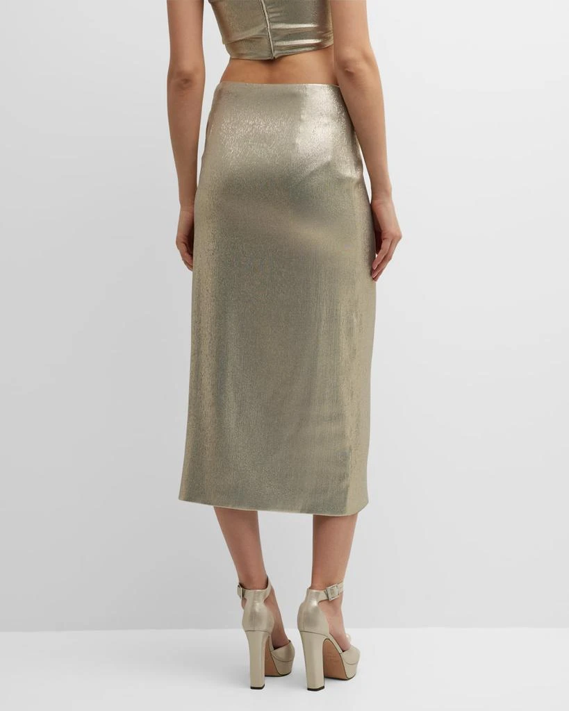 Ale Metallic Lace-Up Side-Slit Midi Skirt 商品